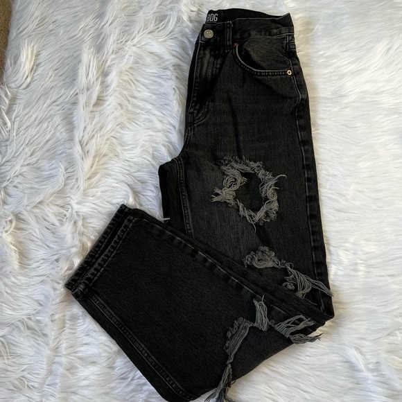 BDG Urban Outfitters Highrise Baggy Ripped Distressed Black Size 26‎  US 2 G3 - Picture 1 of 11